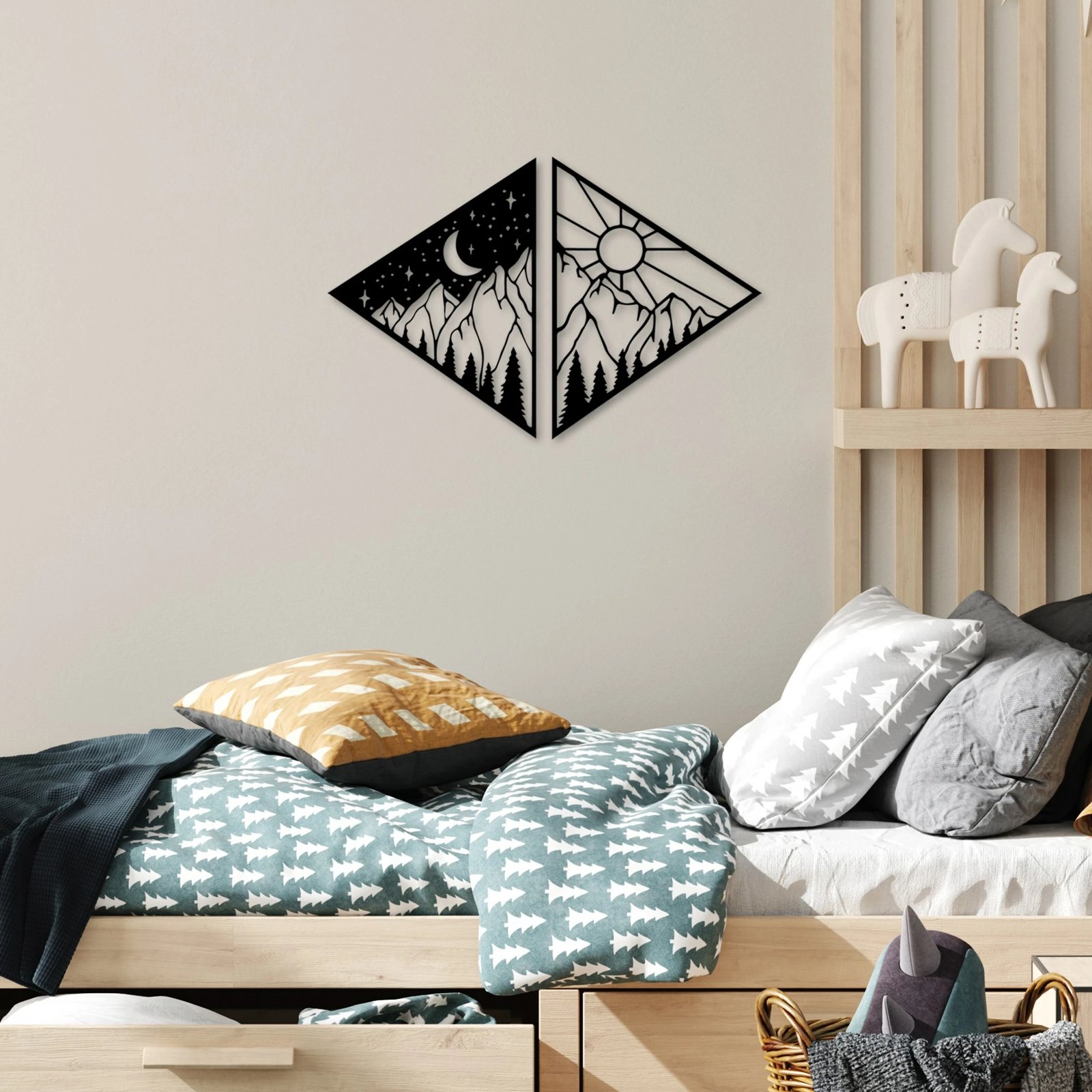 Aksesor metalik dekorativ për mur, Wallity, Day & Night