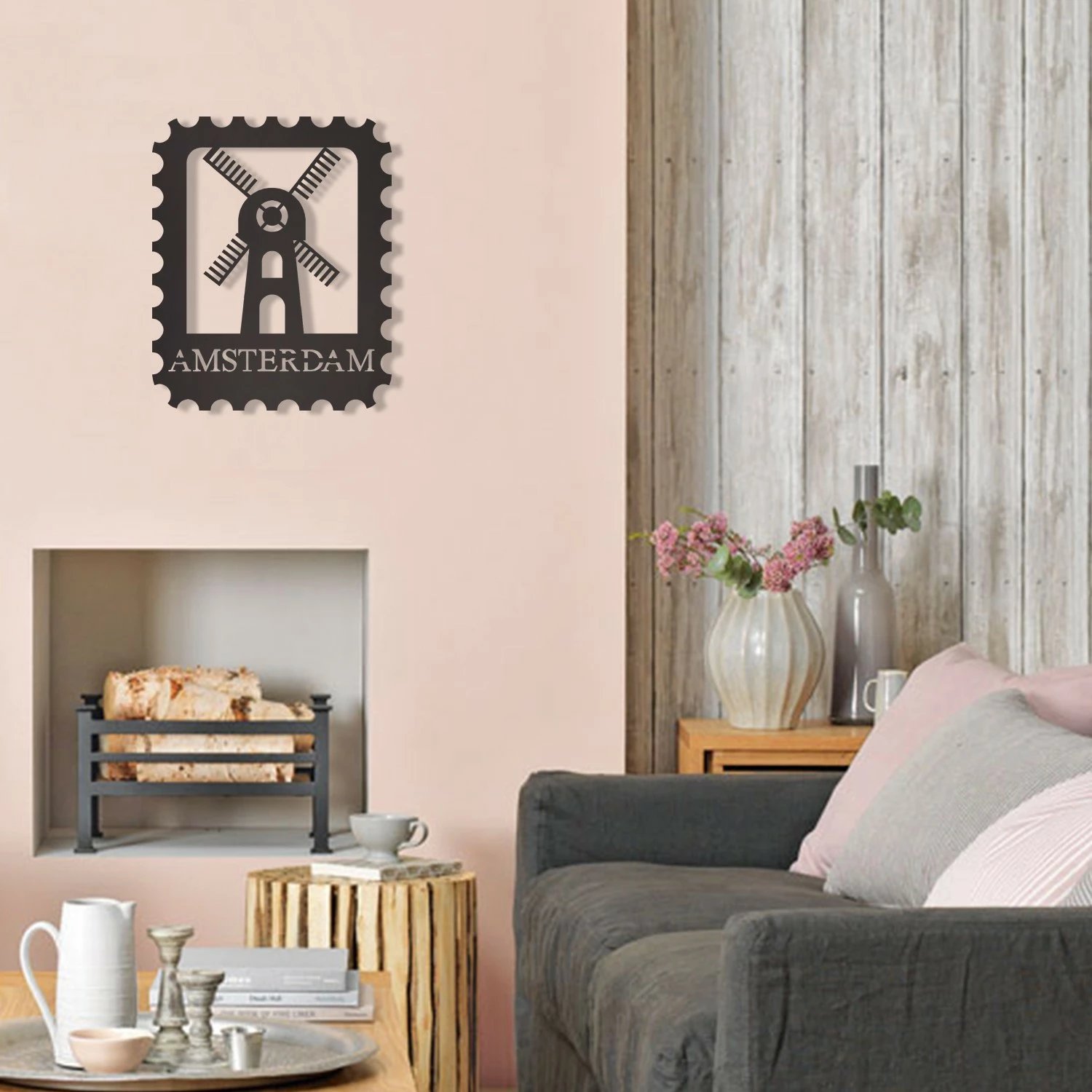 Aksesor dekorativ metalik për mur, Wallity, Amsterdam Stamp