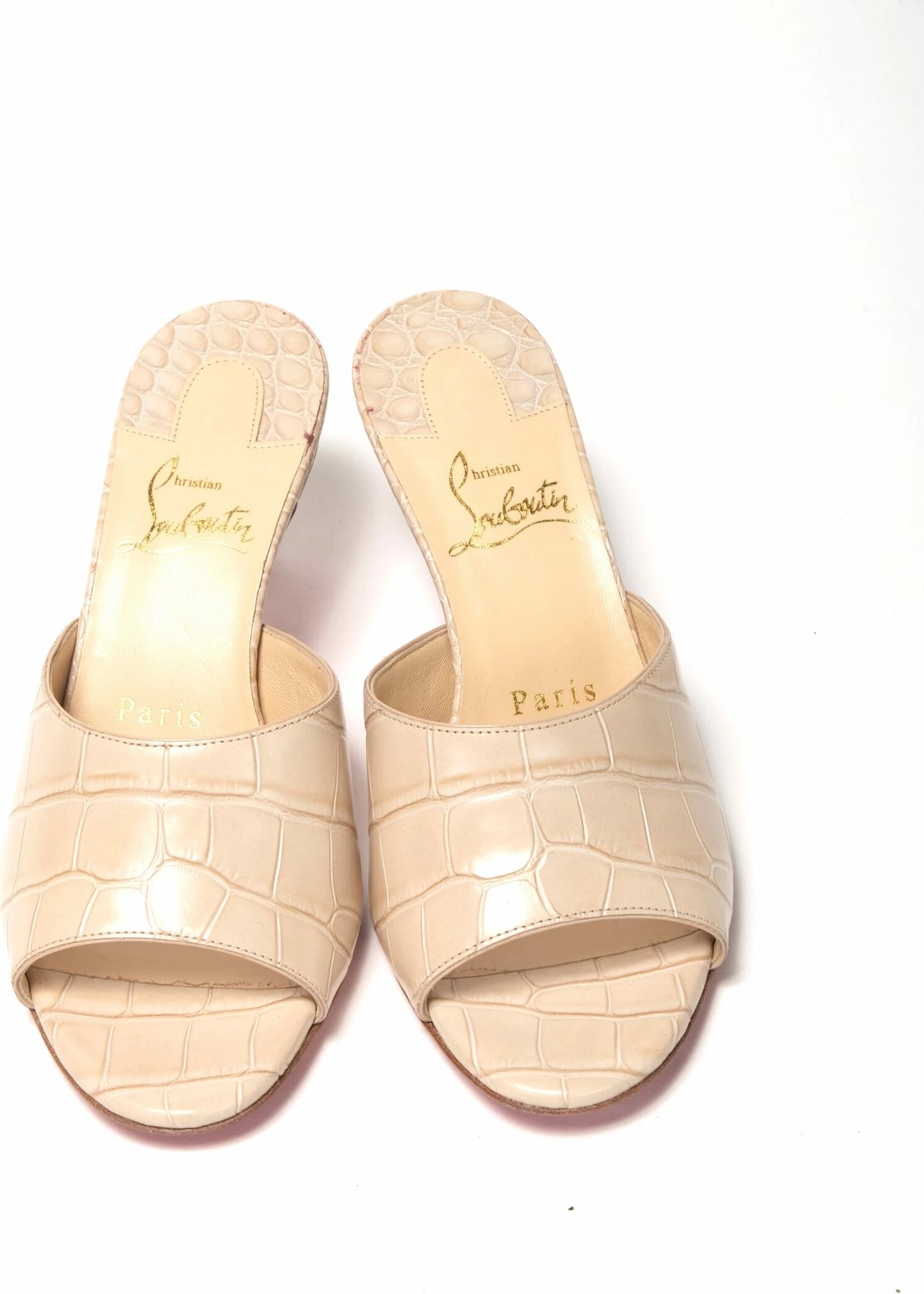 Këpucë Christian Louboutin për femra, ngjyrë bezhë
