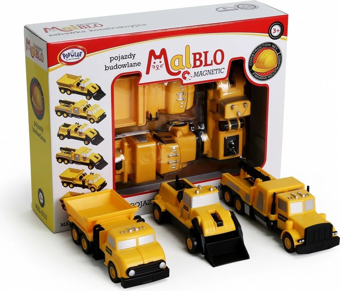 Set lodrash ndërtimi magnetike MalBlo, MALIK, 0315, 9 pjesë, e verdhë
