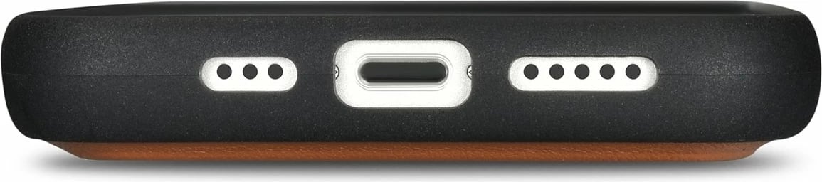 Mbështjellës iCarer Wallet 2in1 për iPhone 14 Plus, lëkurë natyrale, Anti-RFID, Kafe