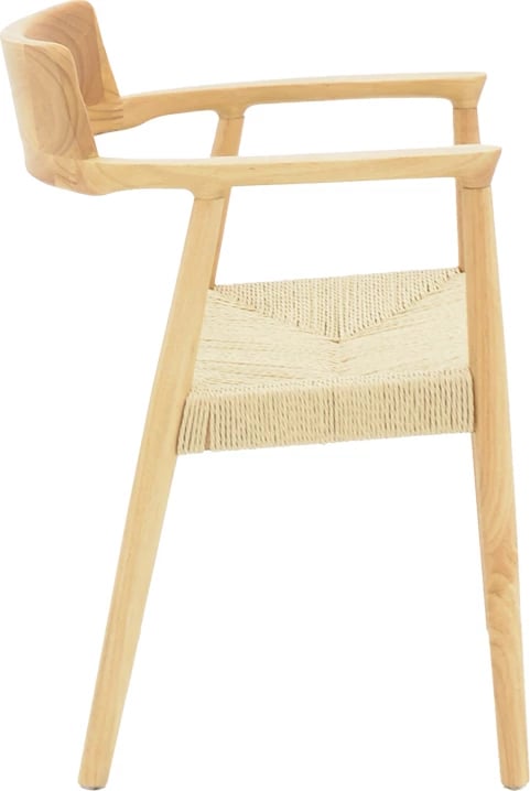 Karrige me krahë prej druri dhe litar, ngjyrë natyrale, 58x54x79cm