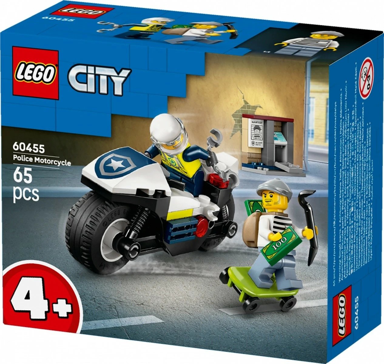 Set LEGO City Police Motorcycle Chase 60455, 65 pjesë, për fëmijë 4+