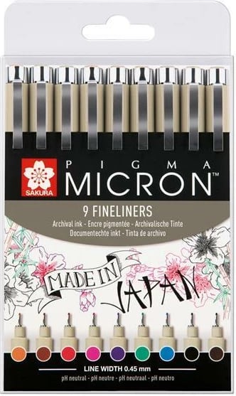 Set finelinerësh TALENS Sakura Pigma, 9 Ngjyra Set finelinerësh TALENS Sakura Pigma, 9 Ngjyra