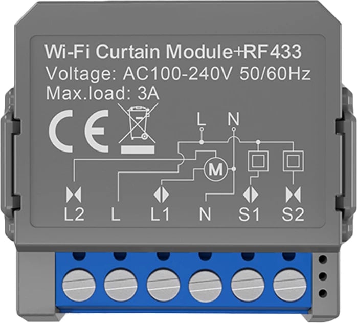 Modul perde i mençur Wi‑Fi+RF, Avatto CMS16-RF-1, 1/2 kanale 3A, Tuya Smart Life