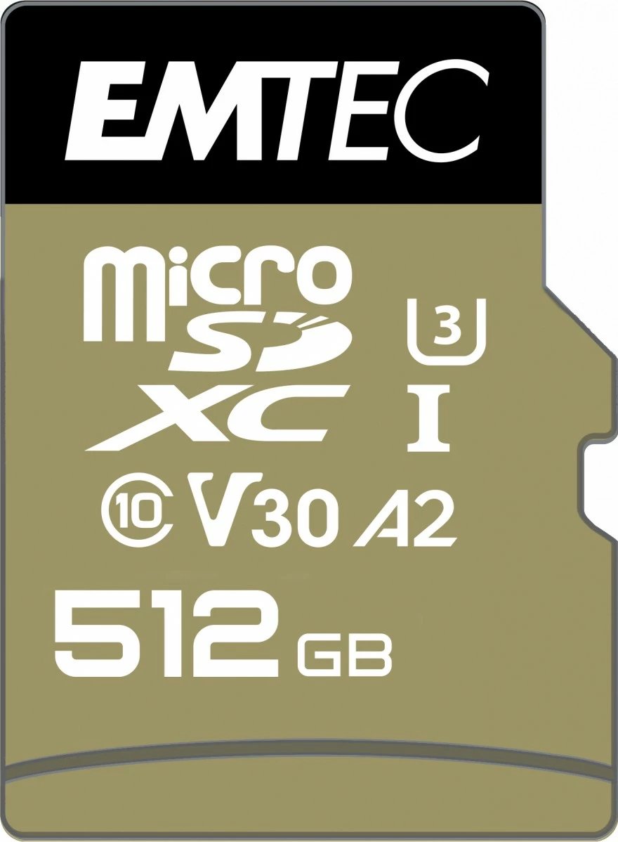 MicroSDXC EMTEC ECMSDM512GXC10SP 512GB Class 10 UHS-I A2 e zezë/ari