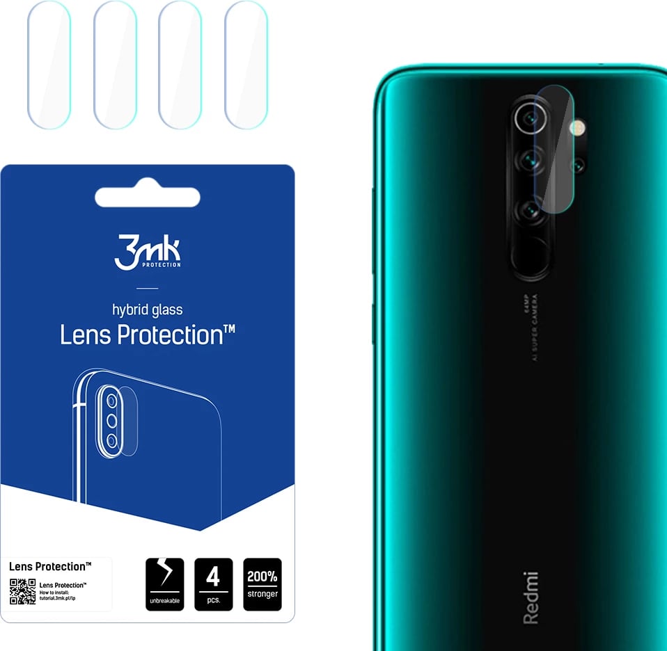 Xham mbrojtës kamerë 3mk Protection për Xiaomi Redmi Note 8 Pro, 4 copë