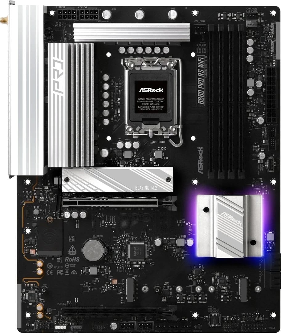 Pllakë amë ASRock B860 Pro RS WiFi, ATX, Socket 1851, WiFi, Bluetooth, e zezë