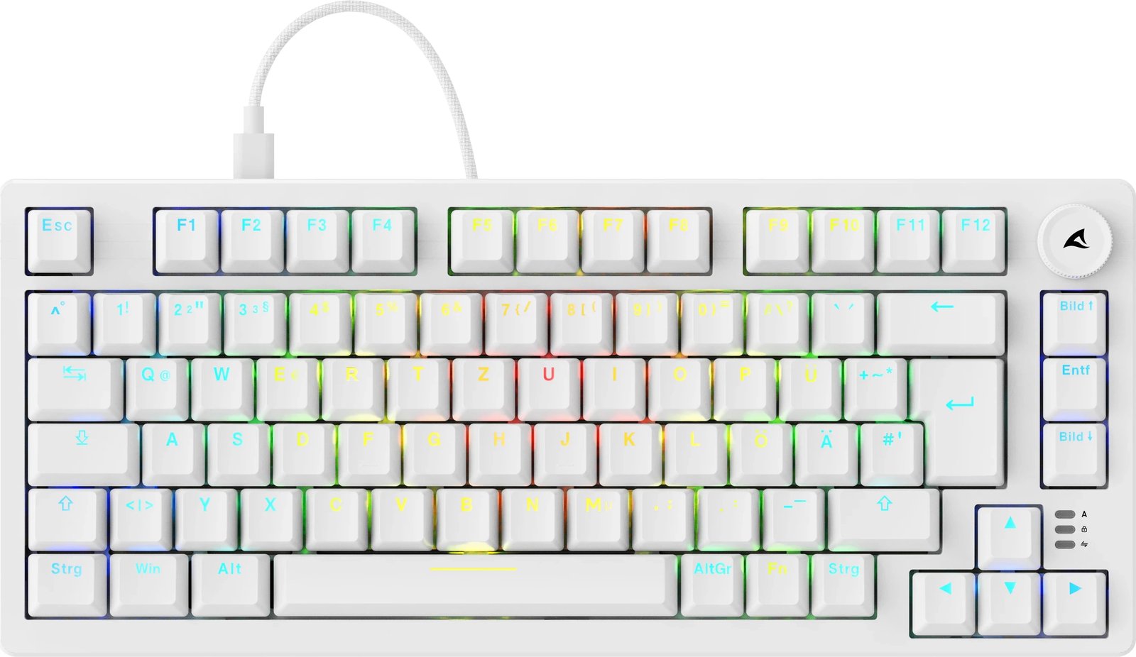 Tastierë gaming Sharkoon Skiller SGK25, mekanike, RGB, pa numpad, e bardhë