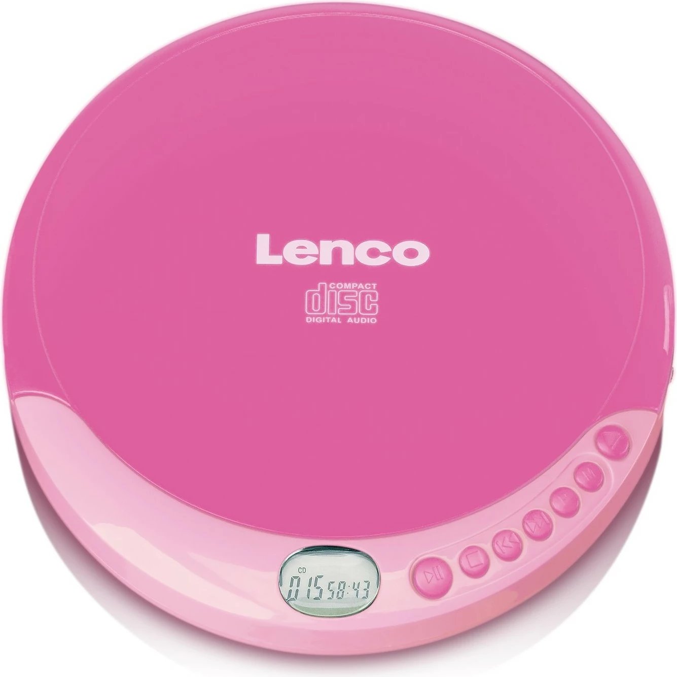 CD player Lenco CD-011, LCD ekran, altoparlant i integruar, rozë