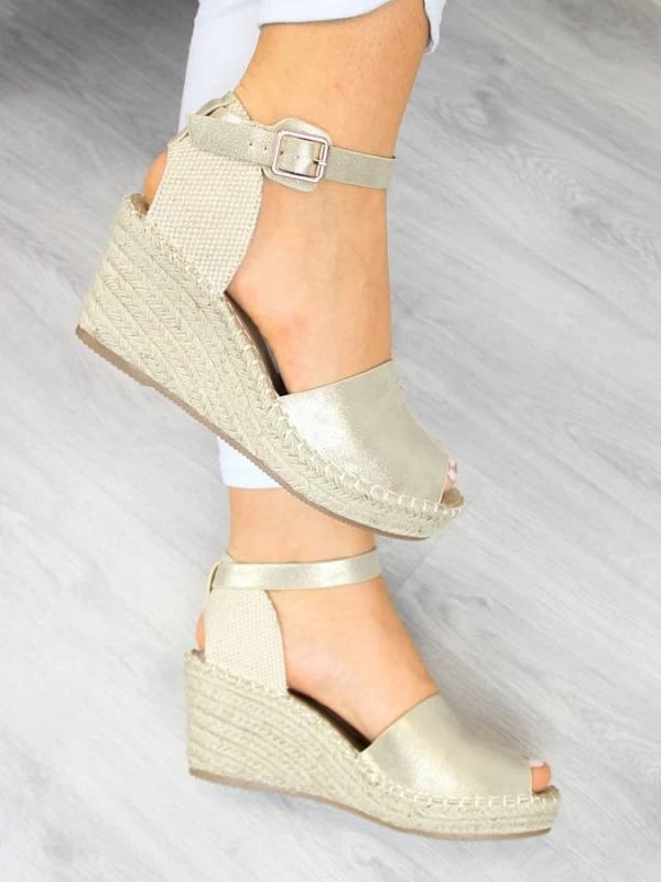 Sandale espadrille me taka eVento, të arta për femra