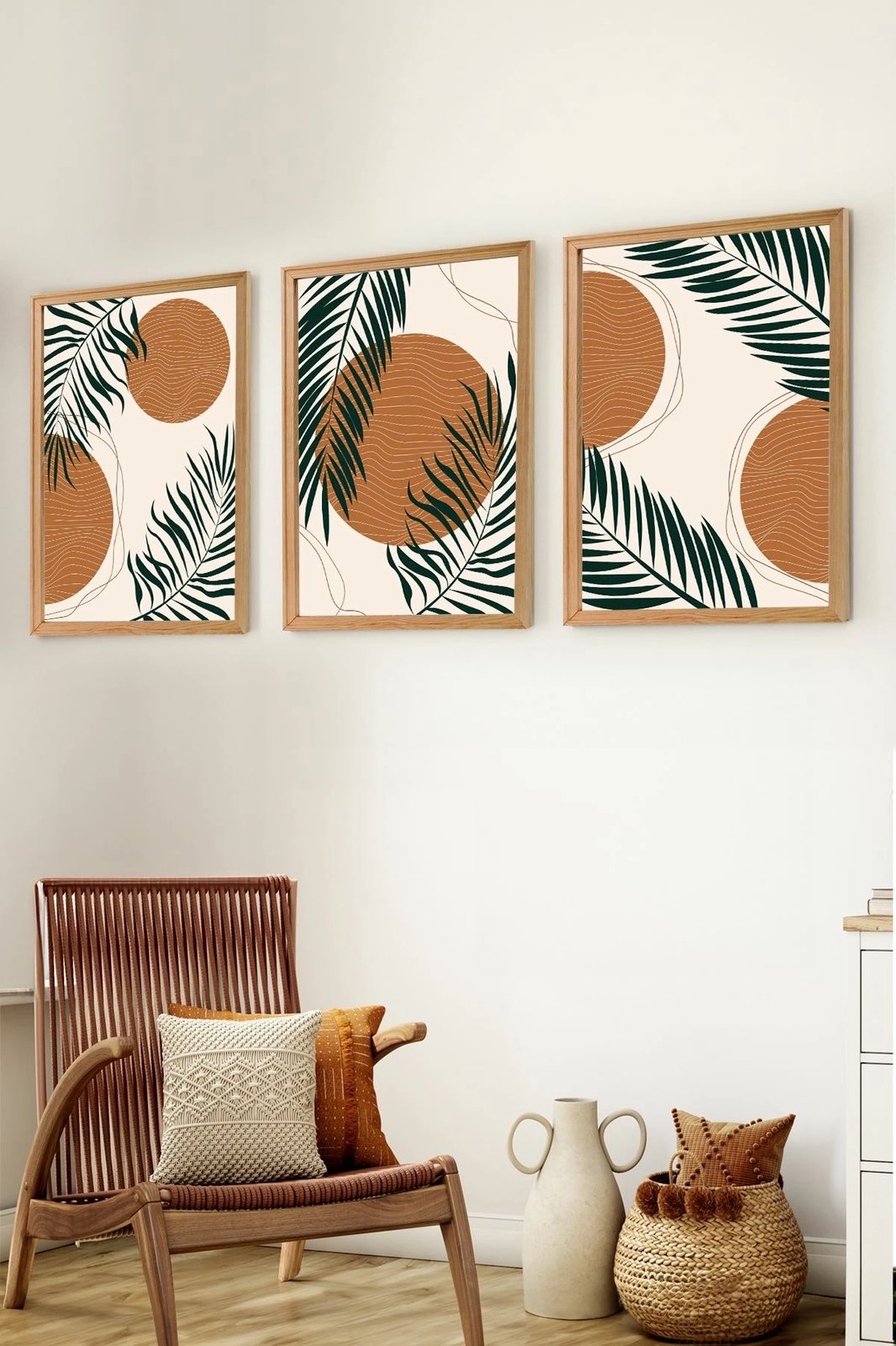 Set pikturash dekorative me kornizë MDF, 3 copë, Wallity, Myk3009-3