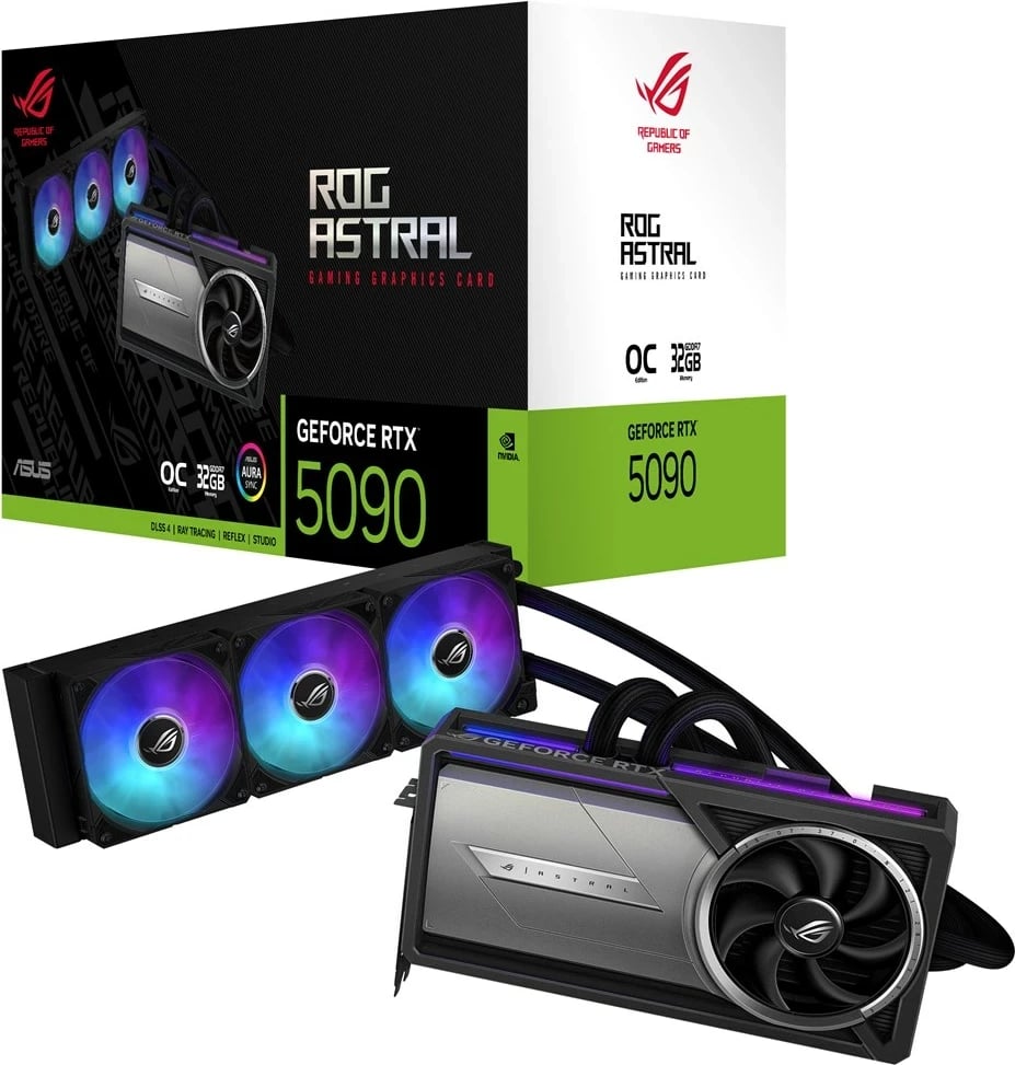 Kartelë grafike ASUS ROG Astral LC-RTX5090-O32G-GAMING, 32 GB GDDR7, Gri