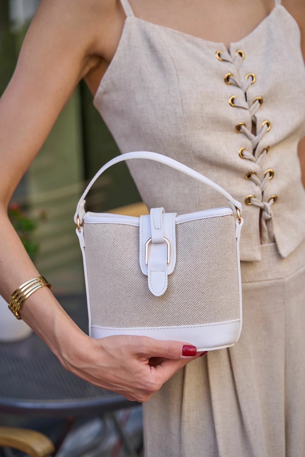 Çantë dore Zoozie Bags, MK1020225SV10-018, bezhë e bardhë