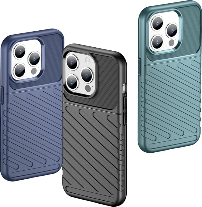 Mbështjellës Hurtel Thunder Case për iPhone 15 Pro, TPU, i zi