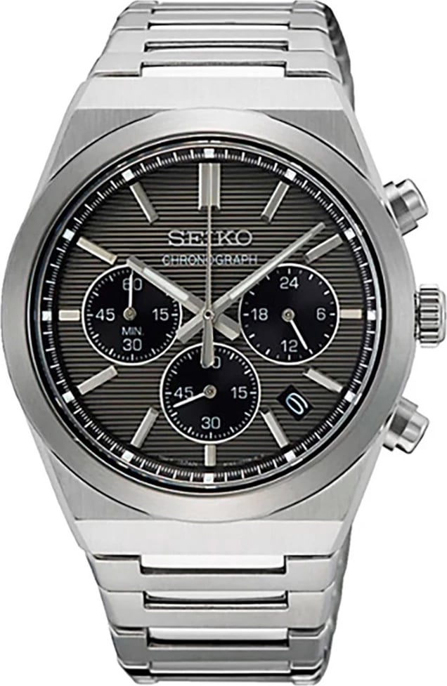 Orë dore SEIKO SSB455P1 për meshkuj, e argjendtë