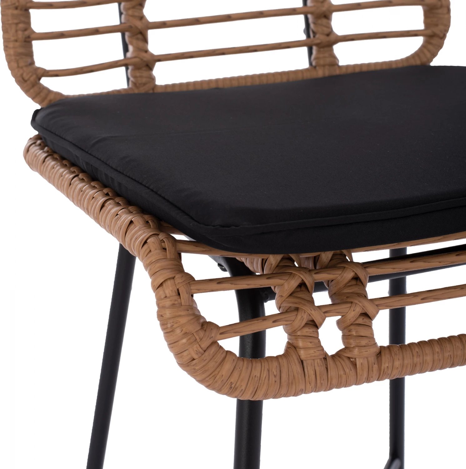 Karrige për bar metalike EDDIE me jastëk FH5708 me wicker bezhë 45x46.5x115 cm