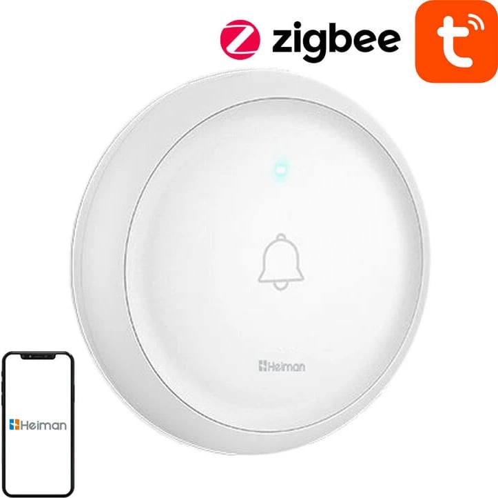 Zile dere smart Heiman HS2DB Tuya, Zigbee 3.0, e bardhë