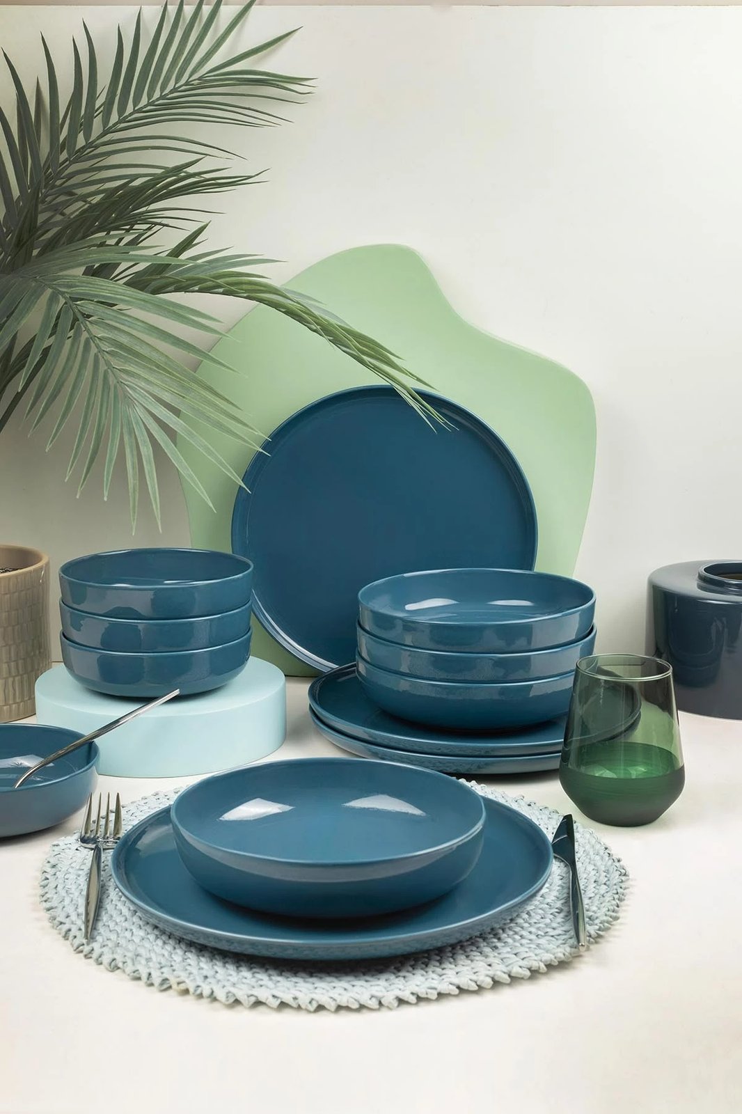 Set enësh për drekë (12 copë), Hermia, MOD12Y1A740925, ngjyrë blu e errët