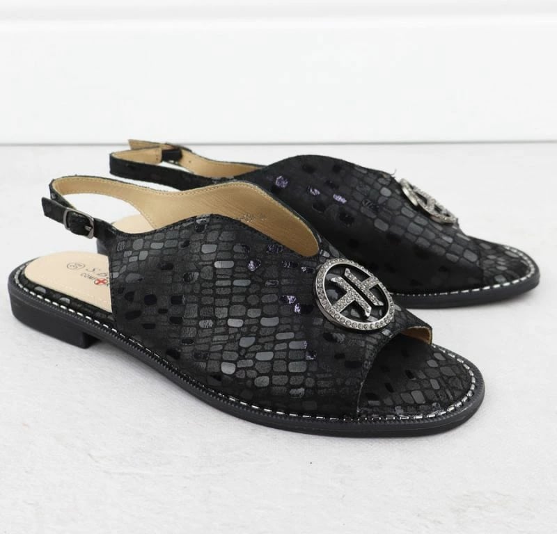 Sandale lëkure për femra S.Barski KV51-094, të zeza