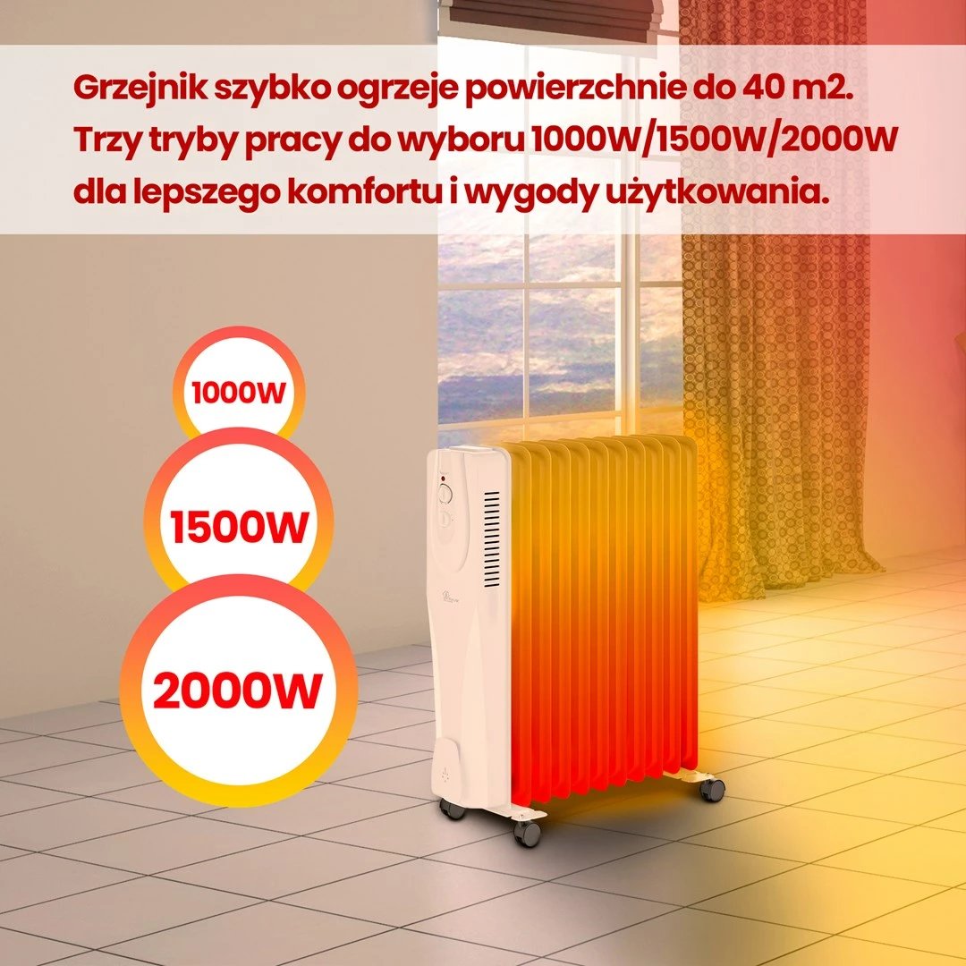 Radiator me vaj Extralink NY-25W1, 2500W, 11 elemente, Bardhë