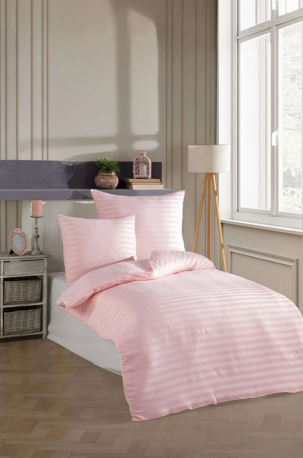 Set mbulesë jorgan për teke XXL, ngjyrë pluhur, L'essentiel, Water Yollu Saten