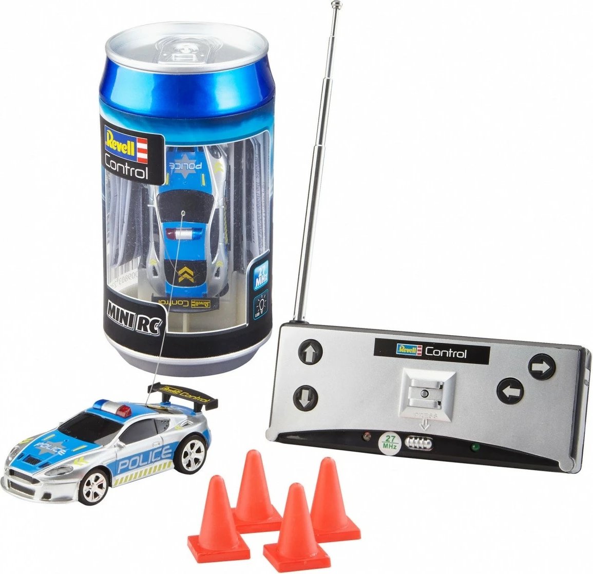 Veture policie me telekomandë Revell RC Mini RC, 8 cm, Blu/Argjend