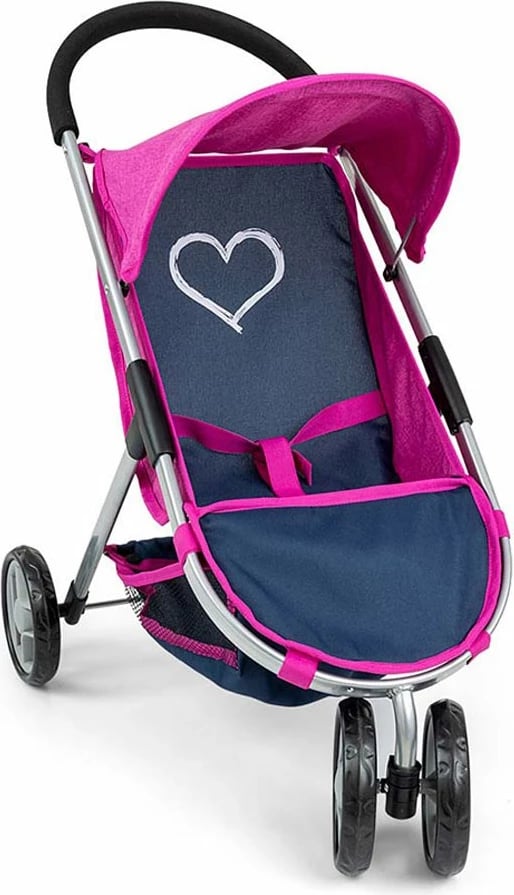 Karrocë për kukulla, Milly Mally, Susie Prestige, 3-rrotëshe për kukulla deri 50 cm, mbulesë poliester e larshme, 63 cm lartësi, blu navy