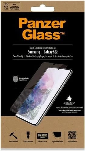 Xham mbrojtës PanzerGlass E2E Microfracture për Samsung Galaxy S22, me kornizë të zezë