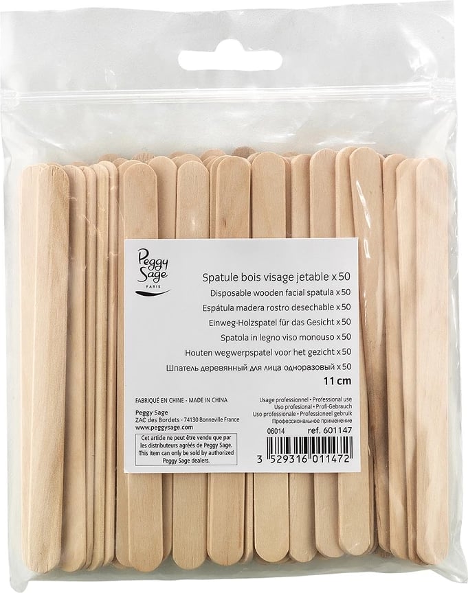 Spatula druri për depilim fytyre Peggy Sage 11cm për femra, 50 copë