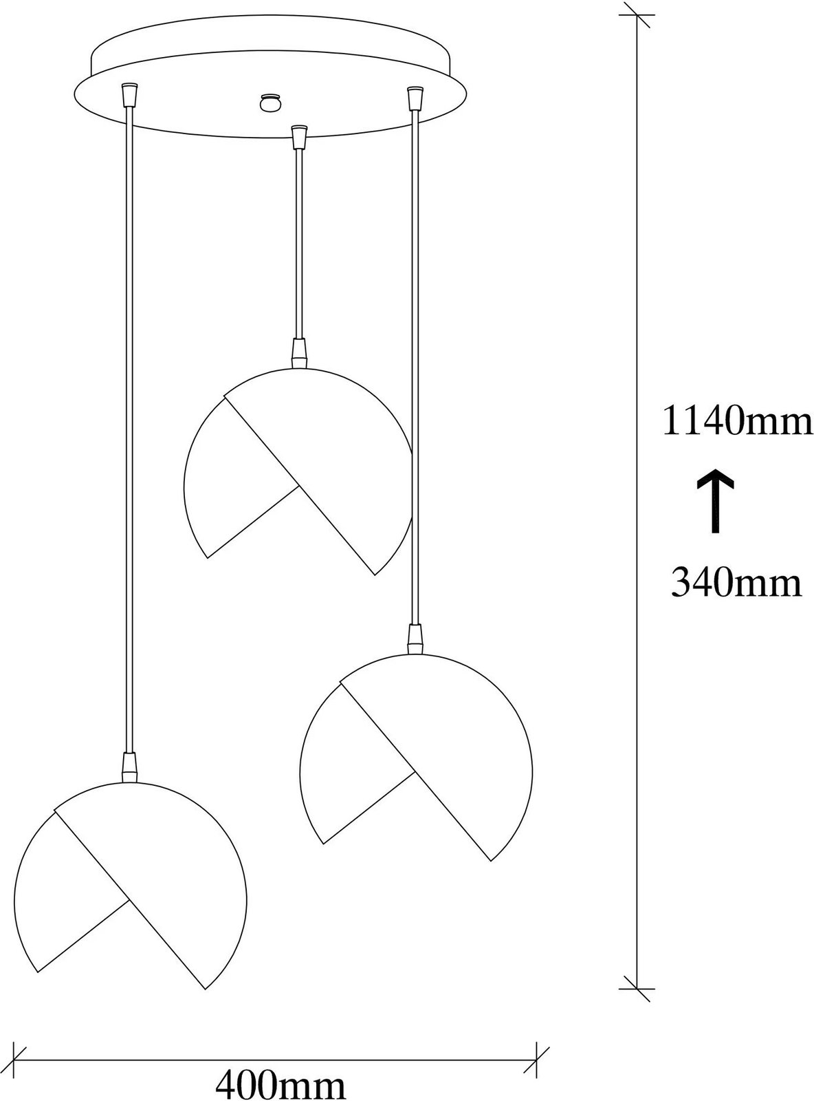 Llambë tavani Opviq, Berceste - 252-S2, e zezë dhe ari, lartësi e rregullueshme, 40x114cm