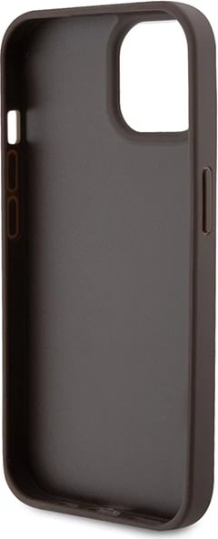 Mbështjellës Guess Crossbody 4G Metal Logo për iPhone 15/15 Plus, kafe, me rrip