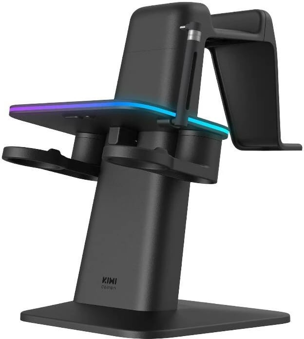 Stacion karikimi RGB për VR KiwiDesign QC03 për Meta Quest 3/Quest 2/Quest PRO, i zi