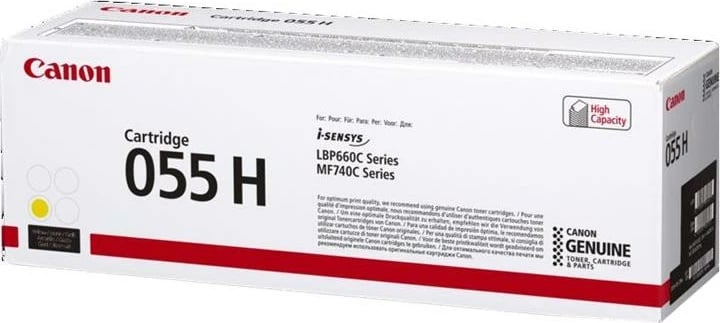 Toner Canon 055H (3017C002/3017C004), origjinal, rendiment 5,500–8,800 faqe, verdhë