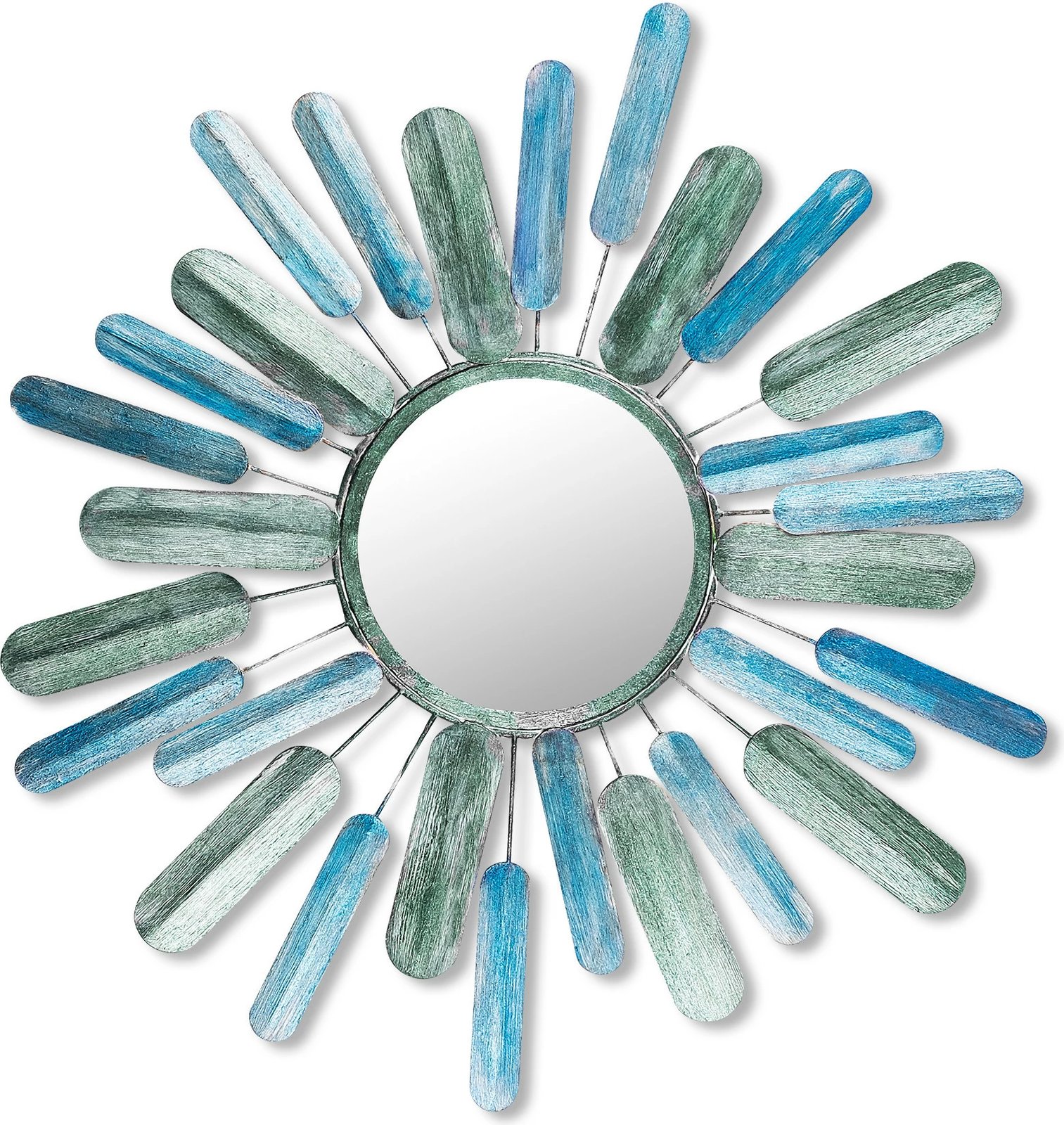 Aksesor dekorativ metalik për mur, pasqyrë art me dizajn dielli, Wallity