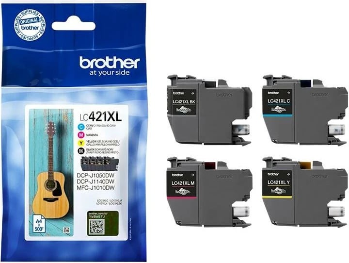 Kartush boje, Brother LC-421XLVAL, XL, ngjyra zezë cyan magenta e verdhë, set 4