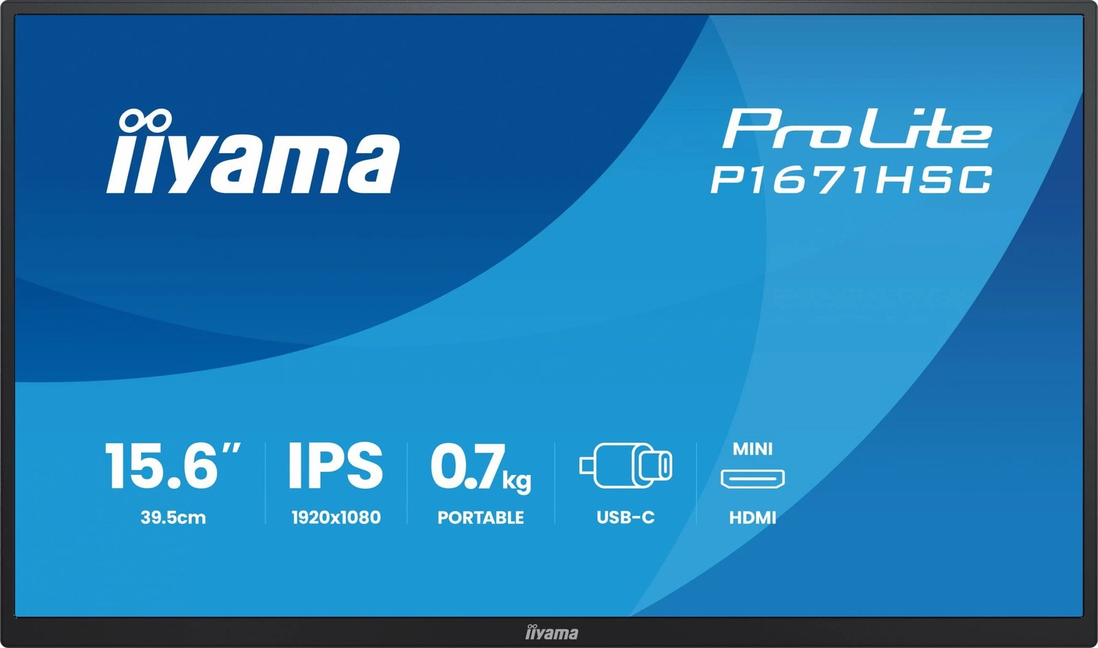 Monitor iiyama ProLite P1671HSC-B1, 15.6 inch, IPS, Full HD, USB-C, mini HDMI