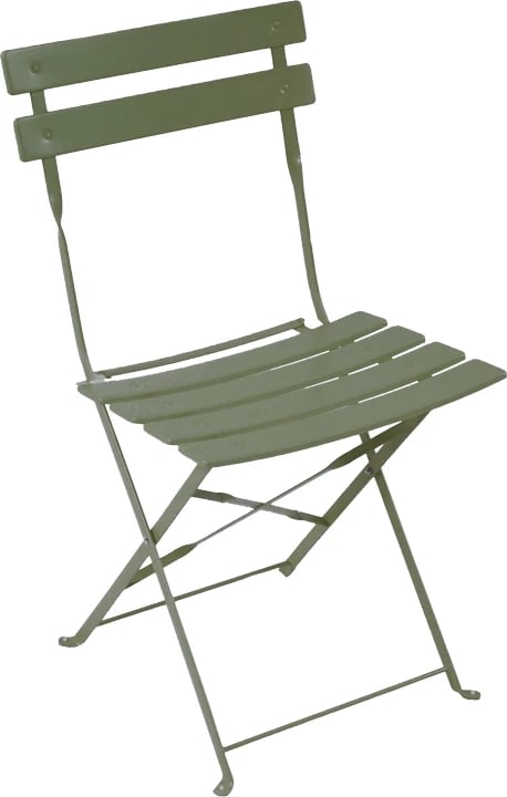 Tavolinë me karrige për terasë, metalike, palosëse, ngjyrë ulliri, set 3 copë, Φ60x71cm