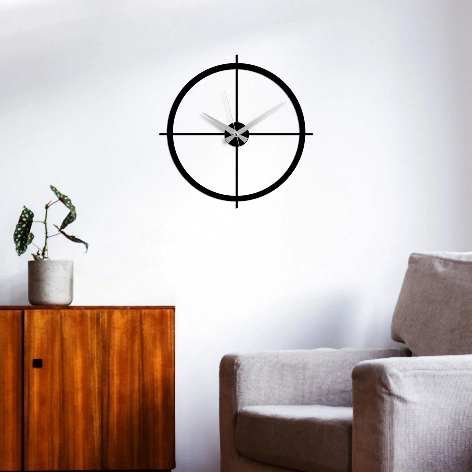 Orë muri dekorative metalike Wallity, dizajn i thjeshtë, e zezë, 49x49cm
