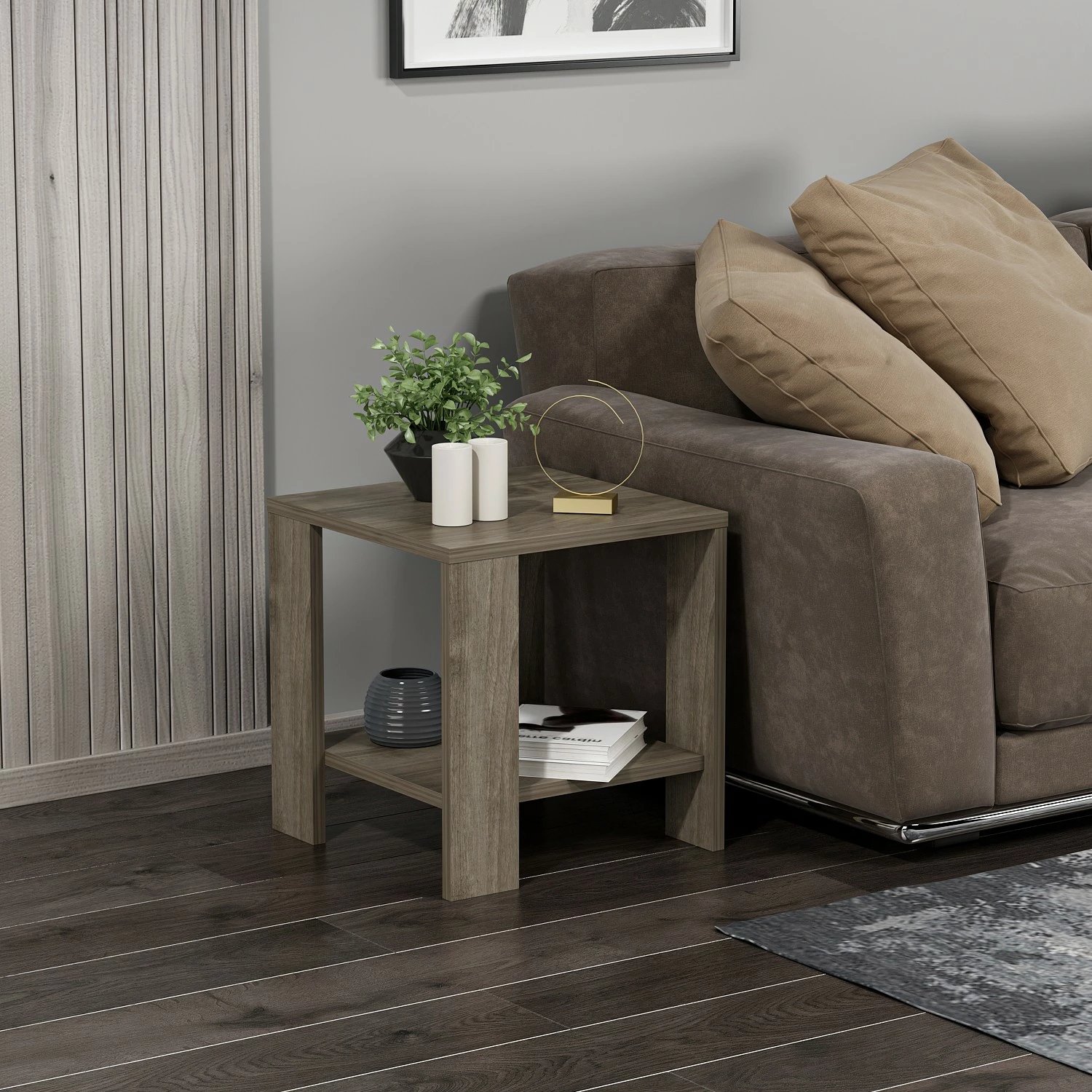 Tavolinë anësore Hanah Home, Midi Yan, ngjyrë arre