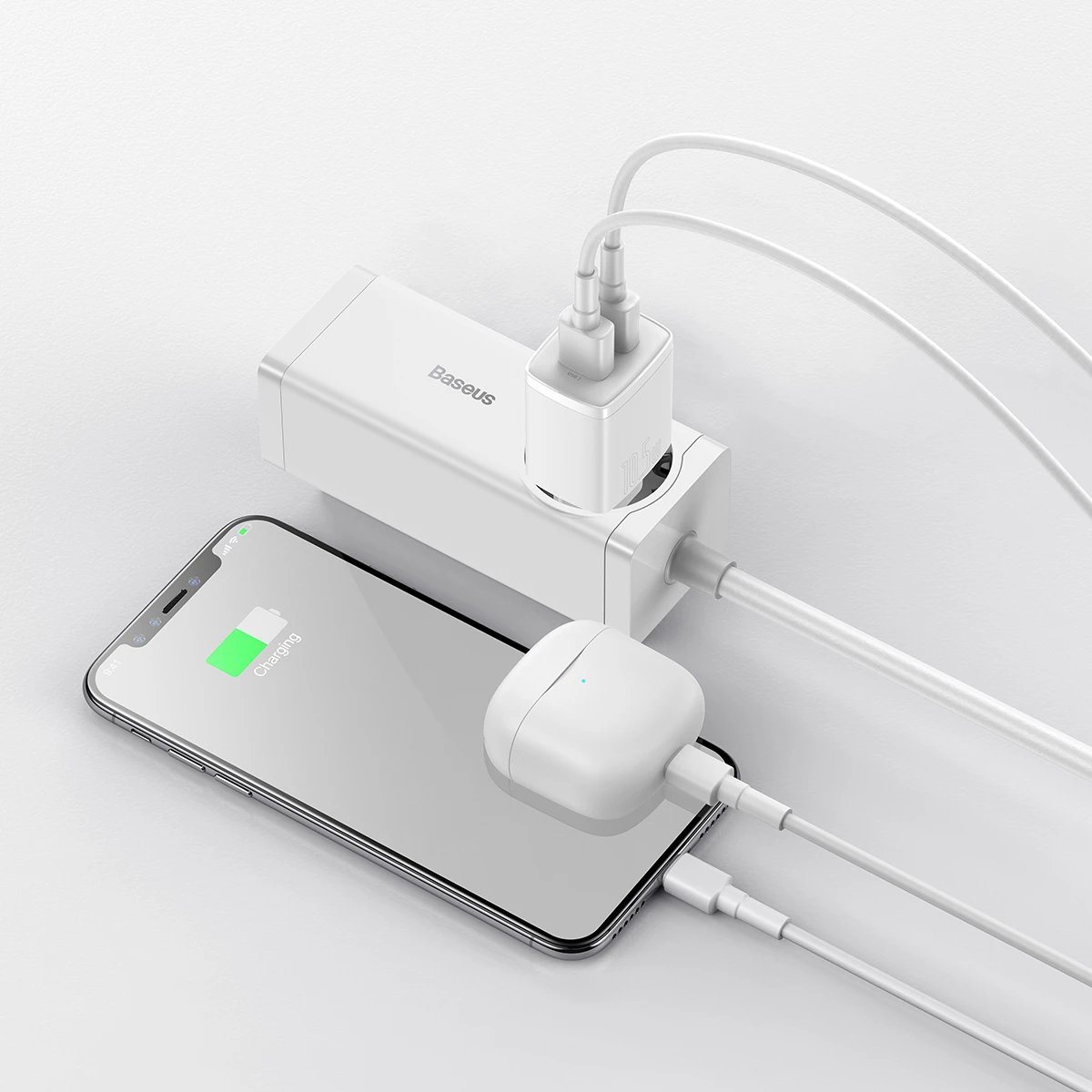 Karikues muri Baseus CCXJ010202, 2x USB-A, 10.5W, Bardhë