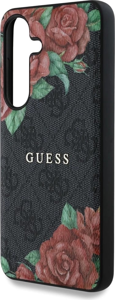 Mbështjellës Guess Leather 4G Flowers Print Metal Classic Logo MagSafe për Samsung Galaxy S25, Zi Mbështjellës Guess Leather 4G Flowers Print Metal Classic Logo MagSafe për Samsung Galaxy S25, Zi