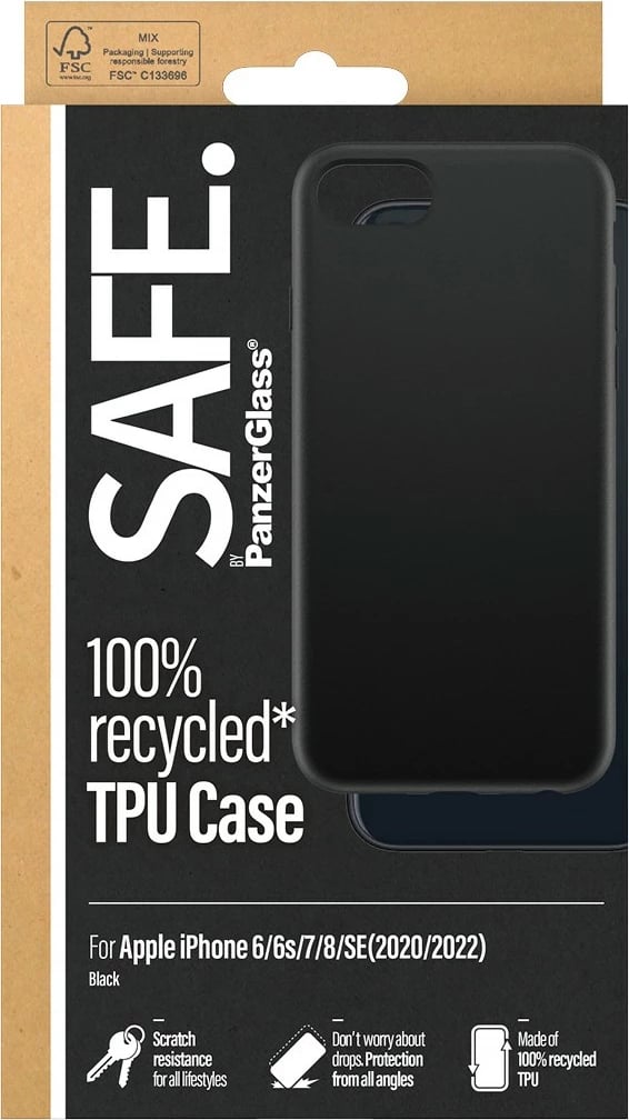 Mbështjellës PanzerGlass SAFE. TPU për iPhone 8/7/6s/6/SE, i zi