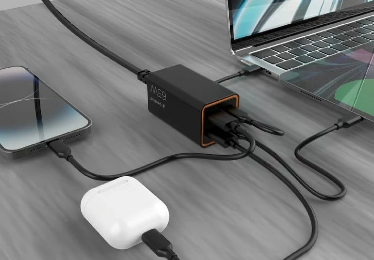 Karikues GEMBIRD TA-UC-2A2C-PD65-01-BK për laptop e celular, 65W, 4 porta USB, i zi