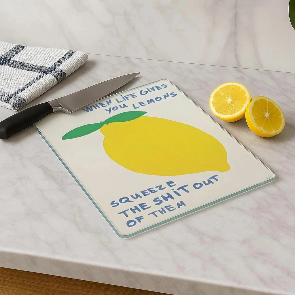 Dërrasë prerëse Hermia, qelq i temperuar, shumëngjyrëshe, 30x40cm, Kes-00071