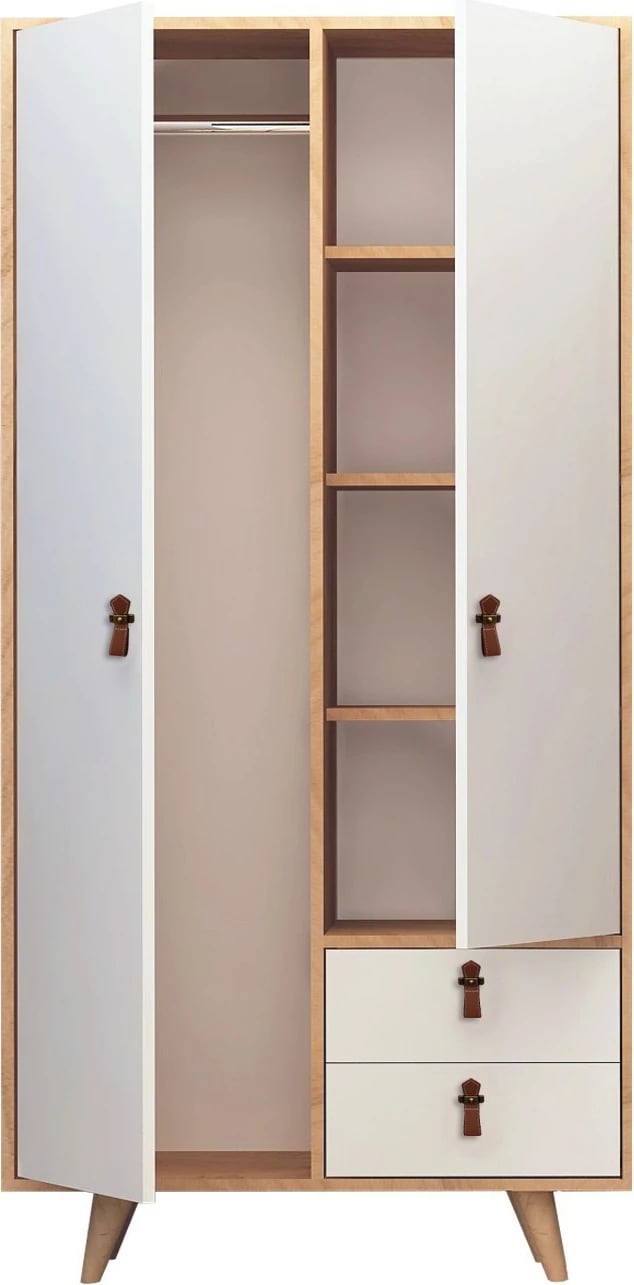 Dollap Hanah Home Musso, ngjyrë lis dhe e bardhë, me dy sirtarë