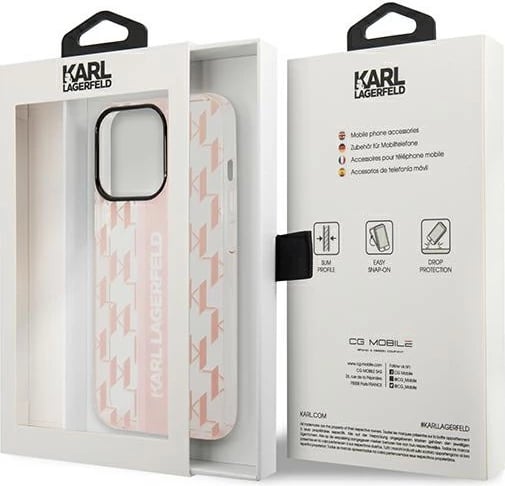 Mbështjellës Karl Lagerfeld Mono Vertical Stripe për iPhone 14 Pro 6.1", rozë