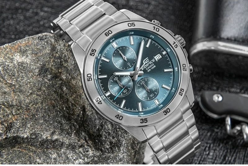 Orë dore për meshkuj CASIO, argjendtë/blu