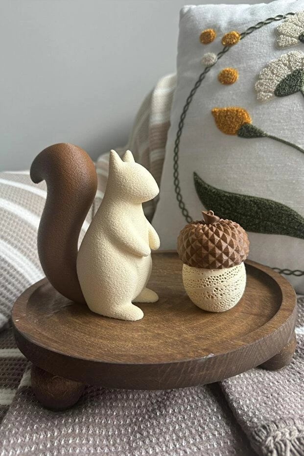 Set dekorativ me 2 pjesë, ketër dhe lisi, Evila Originals, krem dhe kafe