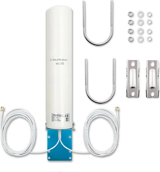 Antenë 4G LTE Qoltec 57045, omnidireksionale, 12dBi, e bardhë, për jashtë
